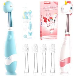 Papablic Toddler Sonic Electric Toothbrush with Covers for Babies and Toddlers Ages 1-3 Years, Debby Bundle with Doris