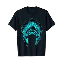 Native American Indigenous People Warbonnet Gifts Native Ameircan Feather Headdress Pride Indian Chief Costume T-Shirt