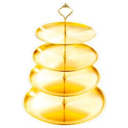 BZVlemon 4 Tier Stainless Steel Cupcake Stand, Gold Metal Serving Tray Cake Holder Cake Stand for Holiday Dessert Table Decorations Birthday Baby Shower Party Wedding (4tier)