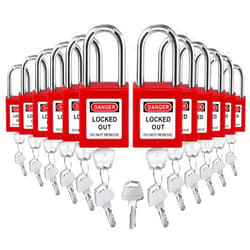 Landhoow 12 Set Red Lockout Tagout Locks Loto Locks Keyed Different Safety Lock, 2 Keys Per Lock, Lock Out Tag Out Padlocks for Electrical Lockout Tag Out Stations and Devices Kits