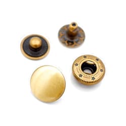 CRAFTMEMORE 10 Pack Snap Fasteners Color Plated Solid Brass Metal Snaps Heavy Duty Press Stud S-Spring Poppers Button VT5#633 (12 mm, Brushed Brass)