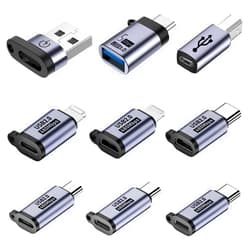 Liaoan USB C to Micro Adapter, IP to USB C, and Type-C to USB A Adapter, (9 Pieces)，Supports Fast Charging up and Supports a Data Transfer 。