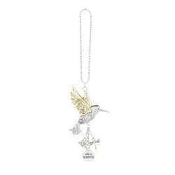 GEEKTHINK Ganz Hummingbird Car Charm, Zinc and Iron, 2 Inches Width, 2 Inches Height, Silver and Gold