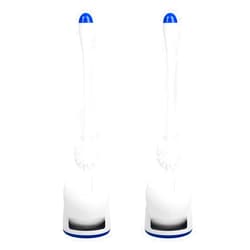 CELOX Toilet Bowl Brush and Holder, Compact Toilet Brush with Breathable Ventilation Stand Base, Bathroom Cleaning Kit, White, 2 Set