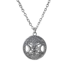 Coventum Triple Moon Necklace Moon Charm Necklace with Hecate Pendant Adjustable Silver Necklace Chain with Triple Moon Goddess Hecate Symbol Witchy Jewelry for Women