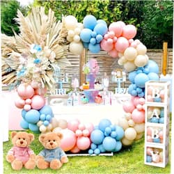Patimate DIY Gender Reveal Party Decorations include Cupcake Stand, Pink and Blue Balloons Arch Kit and Baby Box with Letters(BABY) for Baby Gender Reveal Decor Boy or Girl Party Supplies
