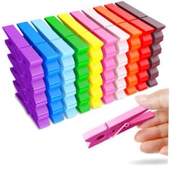 HONGYUTAI 50PCS Colored Wooden Clothespins, 2.9inch 10 Color Clothes Pins for Clip Pictures Photos Decorative, Small Colorful Wood Decoration Closepins Clips,10 Color Each 5Pcs (Colored)
