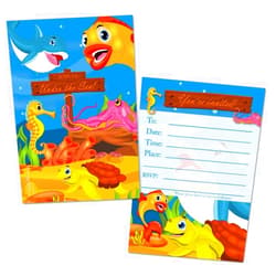Leigha Marina Under the Sea Party Invitation Cards for Kids, 20 Invites & 20 Envelopes - fill-in-the-blank style Greeting Notes - Multi-Use, Birthday, Themed Celebration