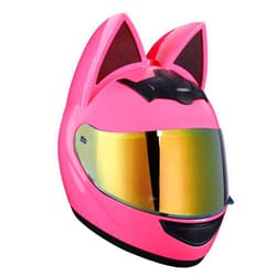 Lnpadp Street All Season Cat Ears Full Face Motorcycle Helmet Personalized Men Women Modular Electric Scooter Moped Cruiser Helmets Adult Comfortable Breathable Helmet+Gloves, DOT Approved, S-XL(19.7-24.4IN)