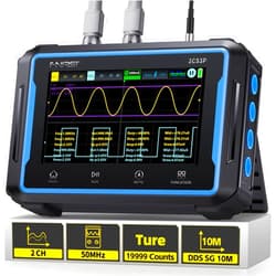 FNIRSI 2C53P Handheld Tablet Oscilloscope Multimeter DDS Signal Generator 3 in 1, 2CH Automotive Oscilloscope Multimeters with 50Mhz Bandwidth, 19999 Counts, 250MS/s Sampling, 4.3 inch Touch Screen