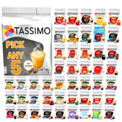 Stormbrew Tassimo Coffee, Tea, Chocolate Pods. Pick Any 5 Packs from 50+ Blends Including Kenco, Costa, Jacobs, Hot Chocolate, Chai latte, Baileys, Cadbury, Milka, Oreo, Twinings, Cafe Hag and More.