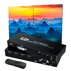 BOOBRIE Video Wall Controller 2X2, Video Wall Processor 4K x 2K HD Display HDMI and DVI Input, 1080P@60Hz Output, 5.1CH Audio,180 Degree Rotate, 9 Splicing Display 2x2, 1x2, 1x3, 1x4, 2x1, 3x1, 4x1