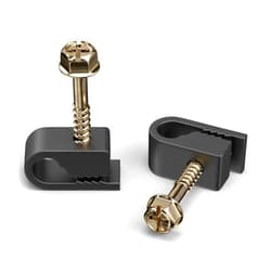 THE CIMPLE CO - Single Coaxial Cable Clips, Cat6, Electrical Wire Cable Clip, 1/4 in (6 mm) Screw Clip and Fastener, Black (50 Pieces per Bag)
