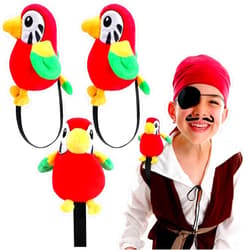 Kathfly 3 Pcs Stuffed Parrot on Shoulder Pirate Costume Accessory Parrot Stuffed Animal Toy Pirate Parrot Shoulder Prop Halloween Costumes for Boys Girls, 4.8 x 4 Inch