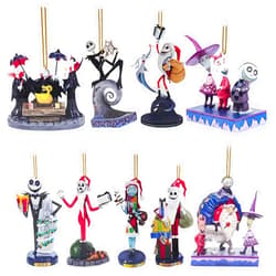 Gadluckki 2024 Nightmare Before Christmas Tree Decorations, 9PCS Acrylic Cute Jack and Sa&lly Christmas Pendants Hanging, 2D Flat Ornaments with Printing and Car Interior, 10cm/3.93in