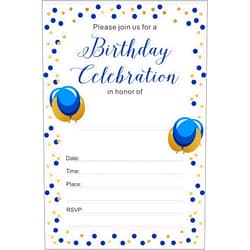 ZSTOWY 25 Pack of Royal Blue Birthday Invitation Cards with Envelopes for Men's Birthday Party