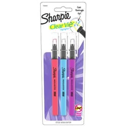 SHARPIE Clear View Highlighter Stick, Chisel Tip, Assorted Fluorescent, 3 Pack (1964664)