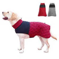 KOOGAL Dog Jackets for Winter, Reversible Dog Coat Windproof Waterproof Dog Winter Jackets for Cold Weather, British Style Plaid Dog Coats Warm Dog Vest for Small Medium Large Dogs (RED, 5XL)
