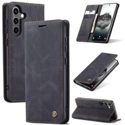 WAWZ for Samsung Galaxy S24 FE, Flip Fold Leather Wallet Case with Credit Card Slot and Kickstand Magnetic Closure Protective Cover for Galaxy S24 FE (Black)