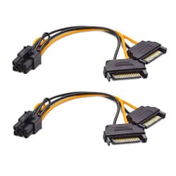 Cable Matters 2-Pack 6 Pin PCIe to Dual SATA Power Cable 4 Inches, 2X SATA to 6 Pin PCIe