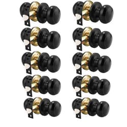 Probrico (10 Pack Round Passage Door Knob(Non-Locking Knobs), Keyless Doorknobs Interior/Exterior Door Lockset,Passage Knobs for Hallway/Closet,Black Finish Modern Design Door Hardware