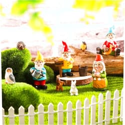 Jetec 10 Pieces Mini Fairy Gnomes Statue Garden Accessories Kit Miniature Garden Resin Gnomes Hand Painted Squirrel Hedgehog Owl Bird and Bucket Ornament for Plant Pots Yard Lawn Home Outdoor Decorations