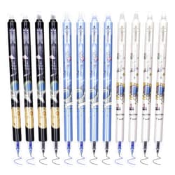 Temiary 12 Pcs Cute Erasable Gel Pens, Make Mistakes Disappear, Blue and Black Ink Pens Easy to Erase, Smooth Ink No Smudge No Bleed for Note Taking, Planner and Crossword Puzzles (Space)