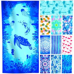 Genovega Lightweight Thin Microfiber Beach Towel Oversized Quick Dry Compact Sandproof Clearance Towels Sand Free Camping Swimming Pool Easy Pack Travel Accessories Essentials Women Adults Blue Turtle