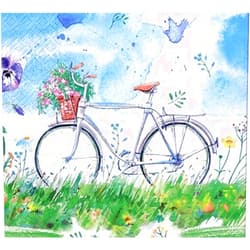 Meikobuly Set of 2 Individual Decoupage Paper Party Napkins BICYCLE BIKE SUMMER DAY Watercolor Decor Luncheon Napkin for a Birthday, holiday, Wedding, Cocktail Party