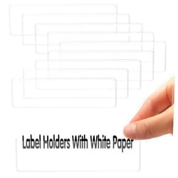 ELEMGULY Self Adhesive Label Holders, ELEMGULY 52 Pcs Adhesive Shelf Tag Shelf Label Holder Clear Pocket Holder with Paper for Supermarket, Bookshelf, Kitchen (4.3 x 1.2 Inch)