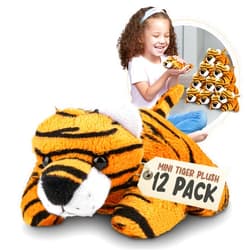 Forest & Twelfth Mini Tiger Plush Toys, 12 Pk Tiny Tiger Stuffed Animals, Stocking Stuffer for Girls & Boys, Animals Figures for Party Favors, Goody Bags, Classroom Treasure Box Prizes (Tiger)