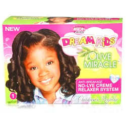 African Pride Dream Kids Olive Miracle Relaxer Regular - Contains Olive Oil, Helps Strengthen & Protect Hair, 1 Kit