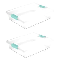 STERILITE 19638606 Large Clip Box, Clear with Blue Aquarium Latches 2 pieces (Large)