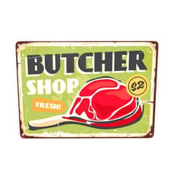 LOVEJIA Butcher Shop Sign Vintage Metal Tin Sign Wall Decor, Restaurant Metal Signs Tin Signs for Bar Pub Club Man Cave 8 x12 inch (CTP-52)