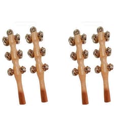 Mocrcrel 13 Bell Instruments Hand Bell Sleigh Bells Jingler Bell Stick,Christmas Hand Jingle Bells Wooden Hand Sleigh Bells (4 pcs)