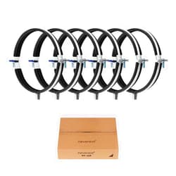 neverest® RS 6 Inch Pipe Hangers and Supports 6 Pcs with Rubber Seal Steel Stove Pipe Holder Combination Thread M8/10 Metal Round Pipe Clamps