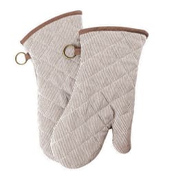 RED LMLDETA 1 Pair Yarn Dyed Oven Mitts 100% Cotton Heat Resistant 470 Degree Gloves Men Women Cooking Baking Barbecue BBQ Microwave Crafting Machine Washable Pot Holders Mittens (Khaki)