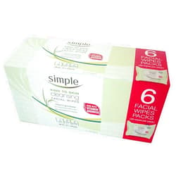 Simple Cleansing Facial Wipes (Boxed 6 packs x 25 wipes) Total 150 Wipes