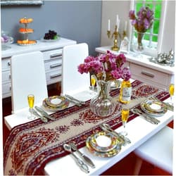 iLAND Miniature Dollhouse Accessories of Tea Set, Tableware and Mini Food for Dollhouse Furniture (Elegant)
