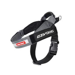 EzyDog Express Dog Harness - Adjustable Dog Harness for Large, Medium, and Small Dogs with Padded Ergonomic Anti-Chafing Design, Grip Handle, & Easy Side Buckle (Gray, L)