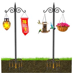 MUNNAR Double Shepherd Hooks for Outdoor, 2 Pack 76 Inch Bird Feeder Pole with 5 Prongs Base, Adjustable Outdoor Garden Shepherds Hooks for Hanging Bird Feeder, Plant Baskets, Lanterns