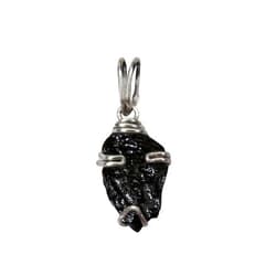 Denique Vintage Designs Tibetan Black Tektite Meteorite Pendant in a Wire Prong Setting-Stainless Steel-Sterling Silver-Copper-Bronze-14K Gold or Rose Gold- Necklace or Choker W/Cert. Of Authenticity-Black Moldavite