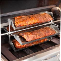 BBQGUYS Signature Rib Rotisserie Rotating BBQ Grill Trays - BBQ-RRW