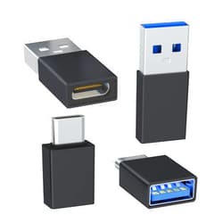Welldiea USB to USB C Adapter 4-Pack, [2 Type C Female to A Male Charger Converters] & [2 USB C Male to USB Female], for Apple Watch Ultra 8 9, iPhone 15 Pro Max 14 13 12, AirPods (Black)