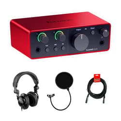 Kellards Focusrite Scarlett Solo USB-C Audio Interface (4th Gen) Bundle with Polsen HPC-A30 Studio Monitor Headphones, Pop Filter and XLR- XLR Cable
