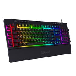 Redragon K512 Shiva RGB Backlit Membrane Gaming Keyboard with Multimedia Keys, Linear Mechanical-Feel Switch, 6 Extra On-Board Macro Keys, Dedicated Media Control, Detachable Wrist Rest
