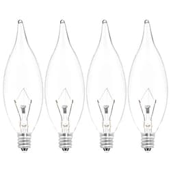 COLWATT 4-Pack E12 Candle Light Bulbs 40W Warm White 2500K, 380 Lumen Dimmable Chandelier Light Bulbs for Ceiling Fan, Pendants or Outdoor, CA10 Clear Candelabra Base Bulbs