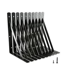 HOME MASTER HARDWARE 12 inch x 8 inch Heavy Duty Shelf Brackets, Load Capacity: 600lb, Black Metal 90 Degree Supports for Shelves 10-Pack, Wall Mounted L Bracket for Floating Shelving with Screws