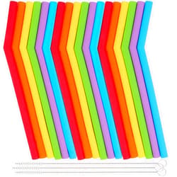 RAIBEATTY Reusable Silicone Straws,18Pcs Silicone Drinking Straws,6.7