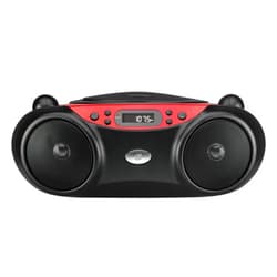 GPX, Inc. Portable Top-Loading CD Boombox with AM/FM Radio and 3.5mm Line In for MP3 Device - Red/Black